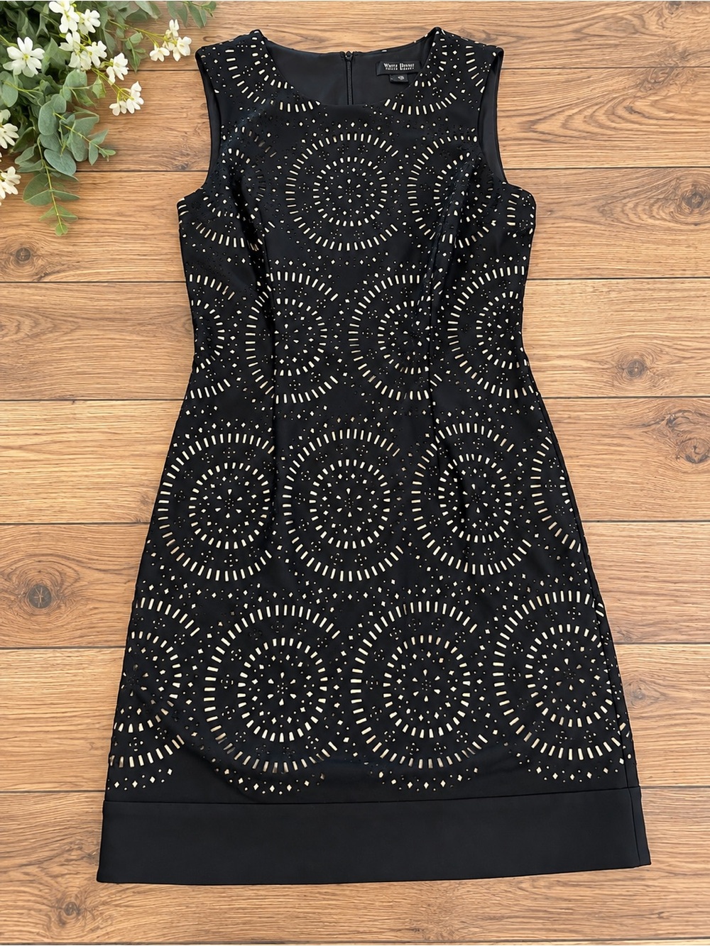 White House Black Market Black Laser-Cut Midi Sheath Dress